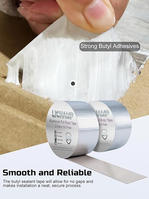 Lichamp Aluminum Butyl Tape, Waterproof Butyl Aluminum Foil Tape 2 inches x - Image 3