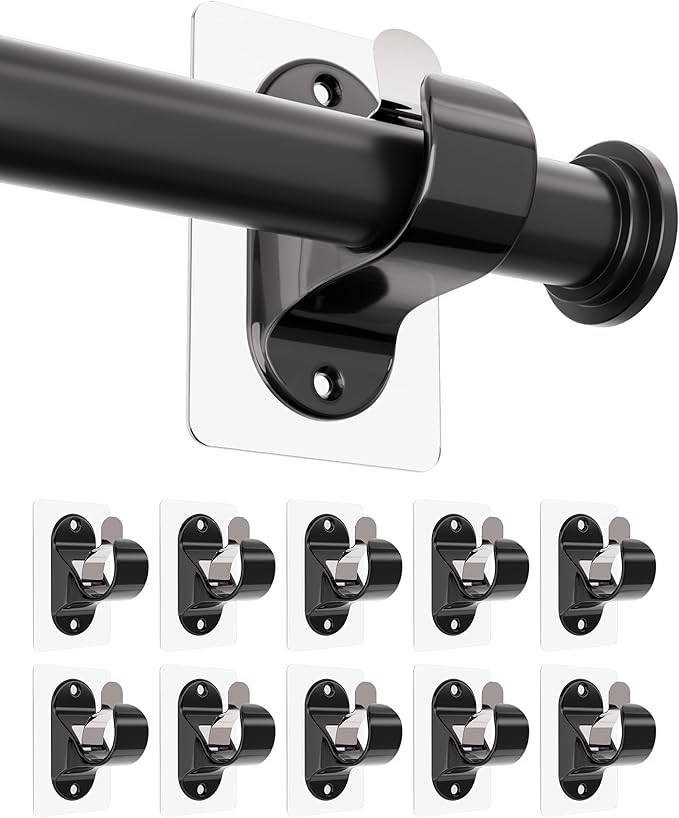 ANDGOO 10 Pack No Drill Curtain Rod Brackets, Renter Friendly Self Adhesive by ANDGOO