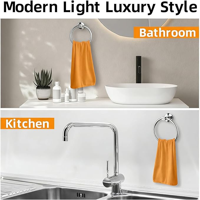 Towel Ring 2Pack, SUS304 Stainless Steel Hand Towel Holder - Image 8