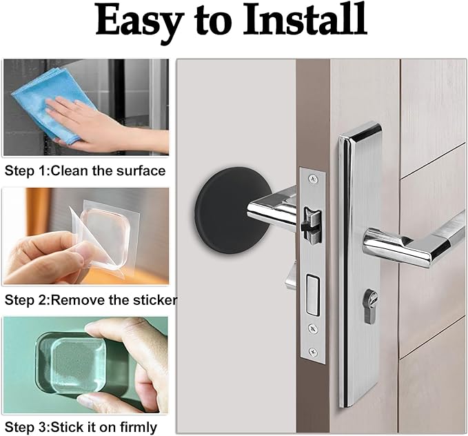 Door Stoppers for Wall with Strong Back Adhesive, No-Falling Round Door Knob - Image 6