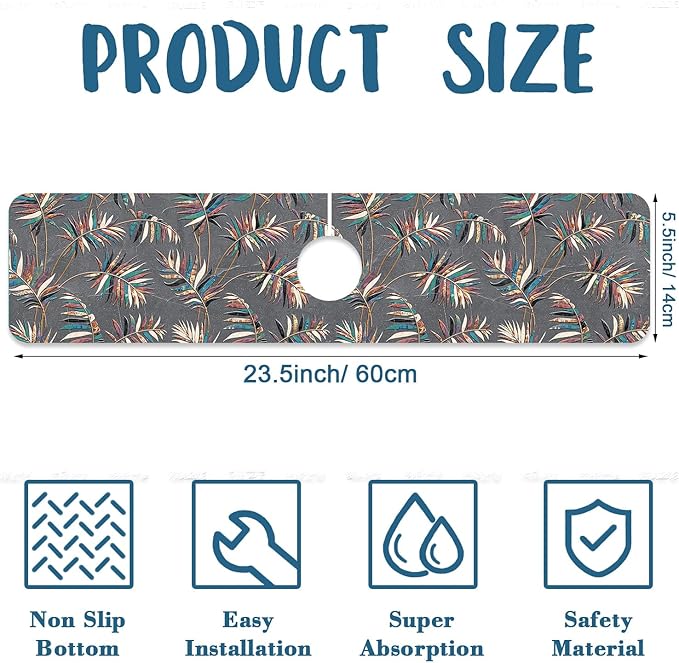 Ceramic Texture Sink Splash Guard Kitchen Tiles Faucet Absorbing Mat Fast - Image 2