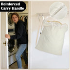 Canvas Laundry Bag with shoulder Strap 24"W x 29"H, Large Drawstring Dirty - Image 4