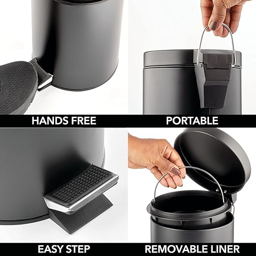 mDesign Pedal Bin — Metal Waste Bin - Image 5