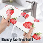 Faucet Draining Mat For Kitchen Sink, Watercolor Strawberries Diatom Mud - Image 6