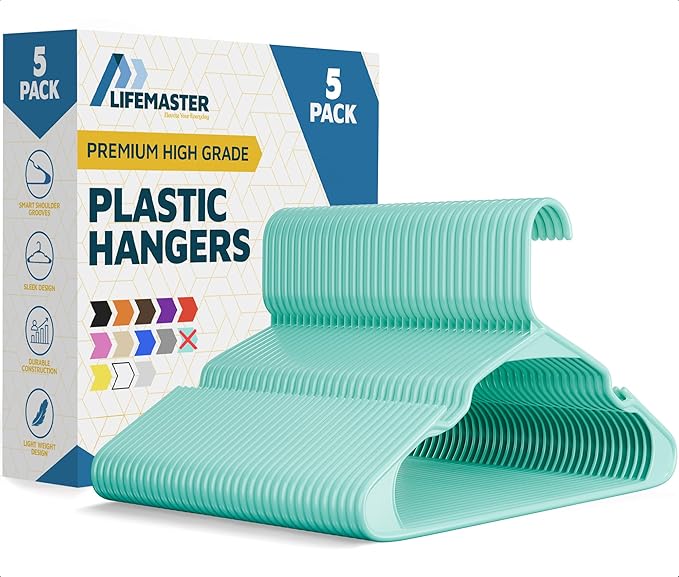 Lifemaster Plastic Clothes Hangers – Heavy Duty Hanger Set, by LIFEMASTER