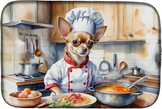 Caroline's Treasures DAC6230DDM Chihuahua The Chef Dish Drying Mat Absorbent by CarolinesTreasures