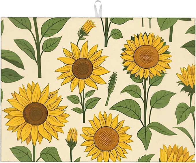 Sunflower Plants Dish Drying Mats by Unknown