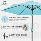 JEAREY 7.5FT Patio Umbrella Outdoor Market Umbrella with 6 Sturdy Ribs, Push Button Tilt/Crank Table Umbrella for Garden, Deck, Backyard and Pool, Baby Blue - Image 5