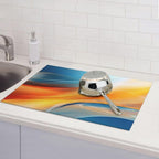 Burnt Orange Blue Fluid Art Dish Drying Mats - Image 3