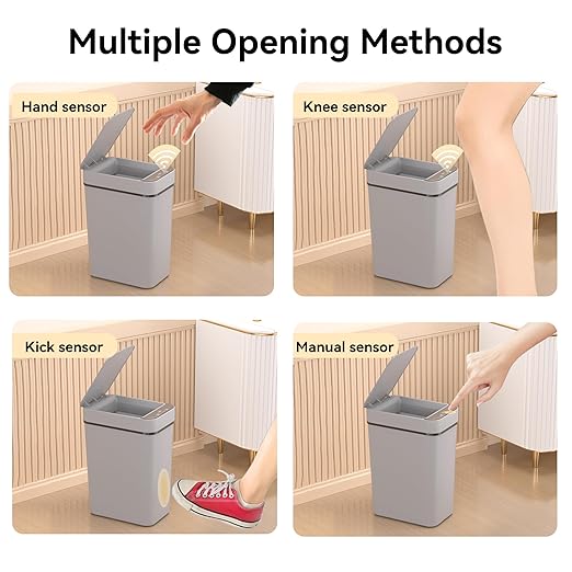 3 Pack Bathroom Trash Can 2.6 Gallon Small Touchless Automatic Motion Sensor - Image 6