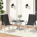 Patio Chairs Set of 2, Easily Set Up Stackable Outdoor Dining Chairs with High Back and Wide Seat, All Weather Breathable Outdoor Chairs Set of 2 with Metal Frame for Backyard Deck Pool, Black - Image 2
