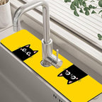 Cute Black Cat Head Kitchen Sink Splash Guard Mat Absorbent Fast Drying Mat by Unknown