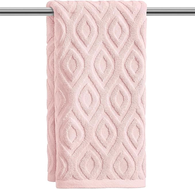Artoid Mode 1 Pc Pink 3D Diamond Grid Jacquard Hand Towels by ArtoidMode