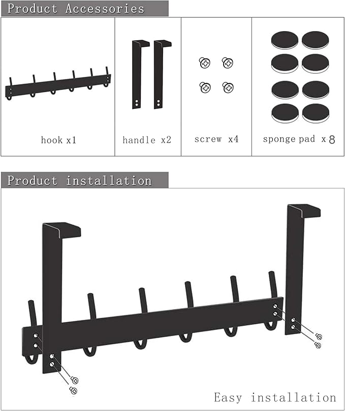 DOKU Over The Door Hook, Heavy Duty Over Door Hanger Holder - Image 8