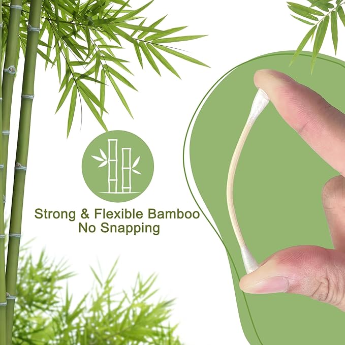 eyxformula Wooden Cotton Swabs, Sustainable Bamboo Sticks & Soft Tips, Natural - Image 4