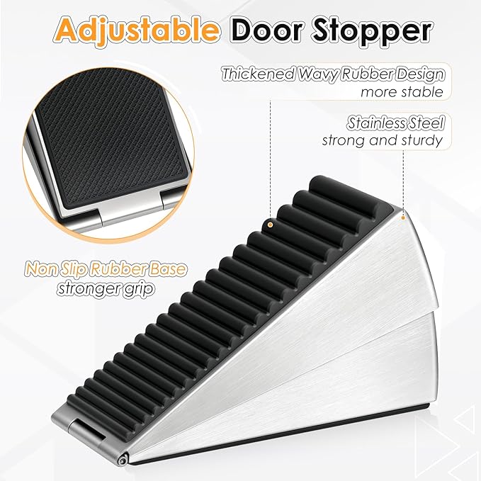 Heavy Duty Large Door Stoppers, Adjustable Spring Loaded Tall Doorstop Jammer - Image 3