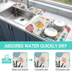 Dish Drying Mat for Kitchen Counter Matt, Super Absorbent Non-slip Rubber Backed - Image 3
