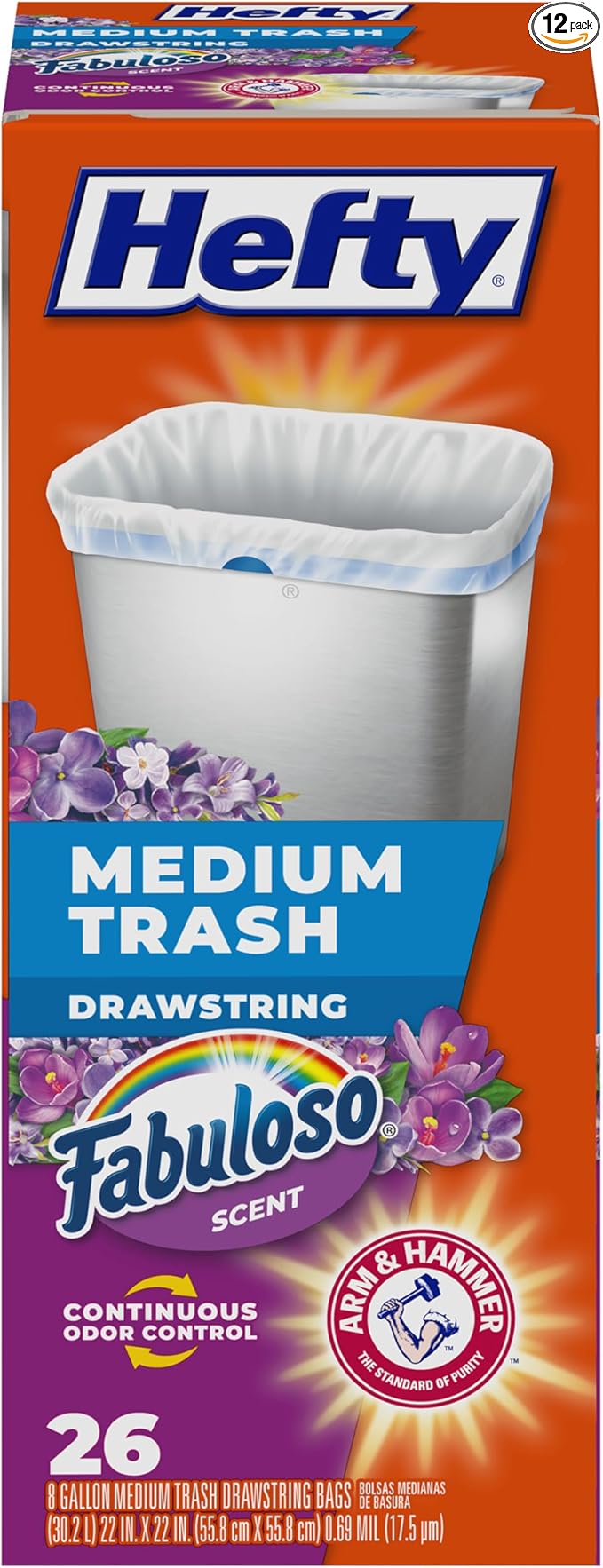 Hefty Medium Trash Bags, Fabuloso Scent, 8 Gallon by Hefty