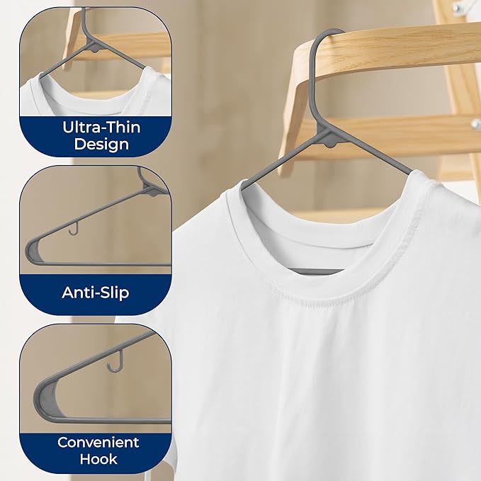 SereneLife 50 Pack Plastic Hangers, Space-Saving Closet Organizers, Durable and - Image 5