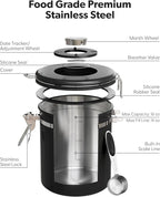 Veken Coffee Canister with Window, Airtight Stainless Steel Kitchen Food - Image 9