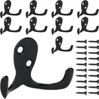 Aynoo 10 Pack Coat Hooks, Metal Wall Hooks Hardware, Heavy Duty Double Prong - Image 7