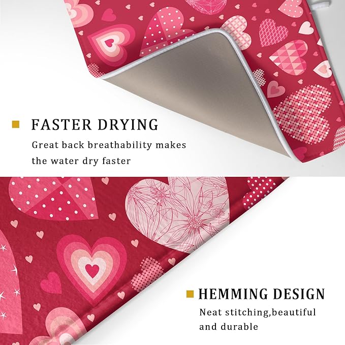 Valentine Day Love Heart Dish Drying Pad 18 x 24 Inch - Image 3