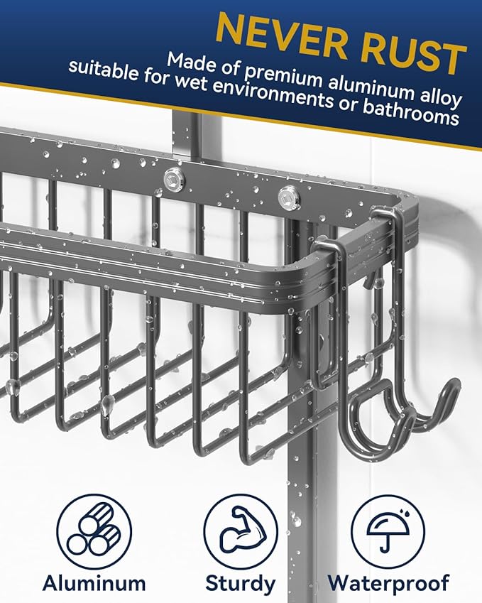 YASONIC Shower Caddy Hanging, Never Rust Shower Organizer Hanging, Aluminum - Image 4