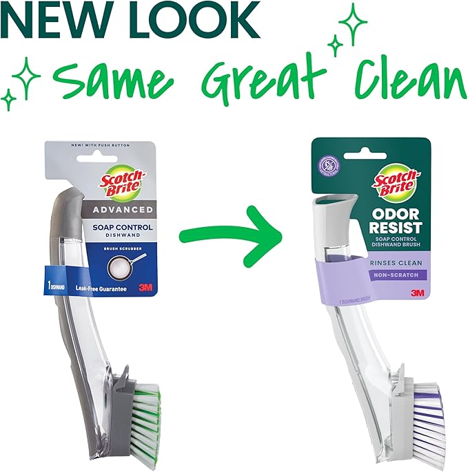 Scotch-Brite Odor Resist Soap Control Dishwand Brush, Non-Scratch Cleaning Brush - Image 2