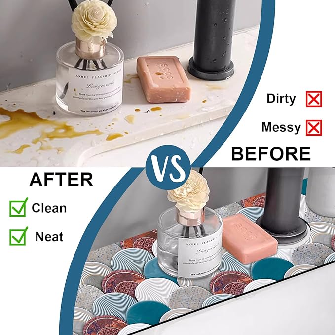 Wall Tiles Texture Sink Faucet Absorbing Mat Ceramic Decor Super Absorbent Fast - Image 6
