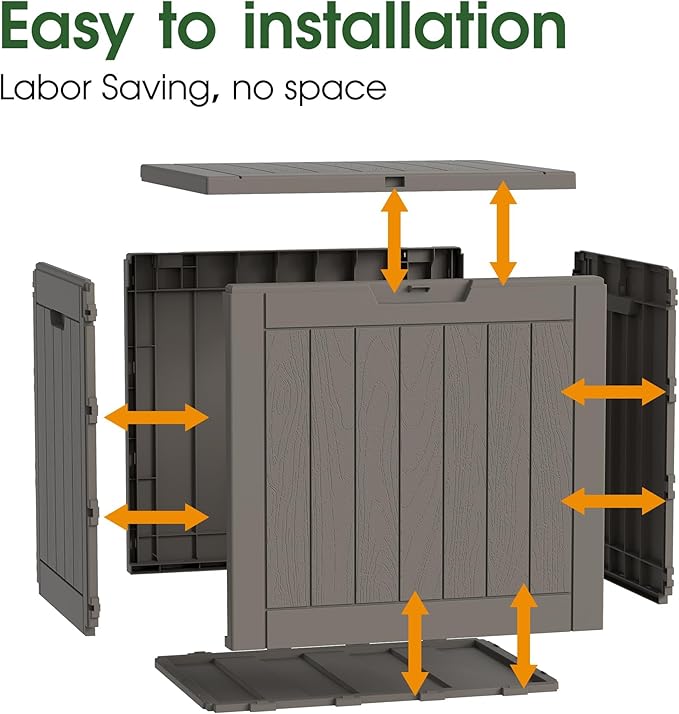 Outdoor Storage Box, Resin Deck Boxes Indoor and outdoor, Waterproof Storage Box Lockable Lid (Grey,35 Gallon-2Pack) - Image 6