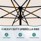 AreShark 9 FT Patio Umbrella for Outdoor, Outdoor Table Umbrella with Push Button Tilt and Crank, Outdoor Patio Umbrellas with 8 Sturdy Ribs for Market, Garden, Pool (Cream-white) - Image 3
