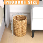 Wicker Waste Basket, Handwoven Water Hyacinth Trash Can Small Bathroom Trash - Image 2