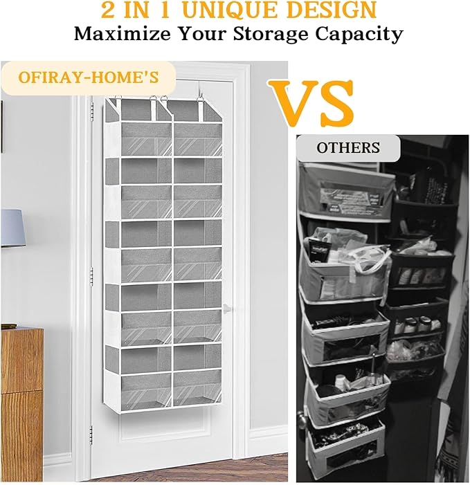2 Pack Over The Door Organizer 5 Tiers, Extra Large Behind Door Storage of 10 - Image 5