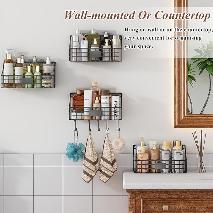 Hanging Wall Wire Basket-4Pack, Large Metal Organizer Baskets & Bathroom Shower - Image 4