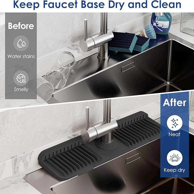 17.7 Inch Silicone Faucet Mat for Kitchen Sink Splash Guard - Image 6