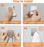Adhesive Hooks, Stick on Stainless Steel Towel Robe Razor Wall Hooks - Image 5