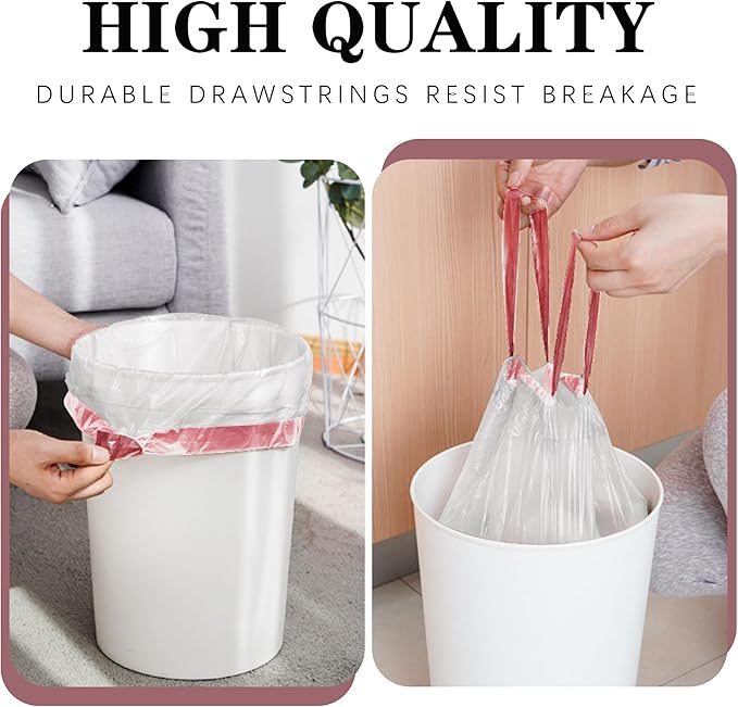 8 Gallon White Drawstring Trash Bags - Image 5