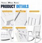Devoko PP Material Rocking Chair Outdoor Indoor All Weather High Back Patio Rocker for Adult Heavy Duty Rocking Chair for Patio Backyard Porch Garden (Heavy Duty, White) - Image 4
