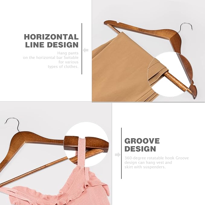 HOUSE DAY Wooden Hangers 10 Pack, Heavy Duty Wood Coat Hangers - Image 3