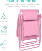 Best Choice Products Folding Zero Gravity Outdoor Recliner Patio Lounge Chair w/Adjustable Canopy Shade, Headrest, Side Accessory Tray, Textilene Mesh - Carnation - Image 7