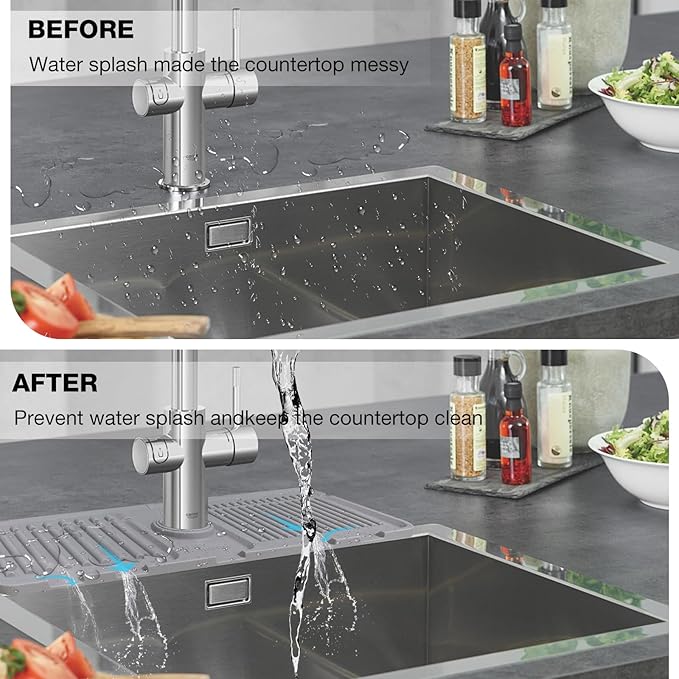 Faucet Mat for Kitchen Sink – Adjustable Silicone Sink Splash Guard - Image 5