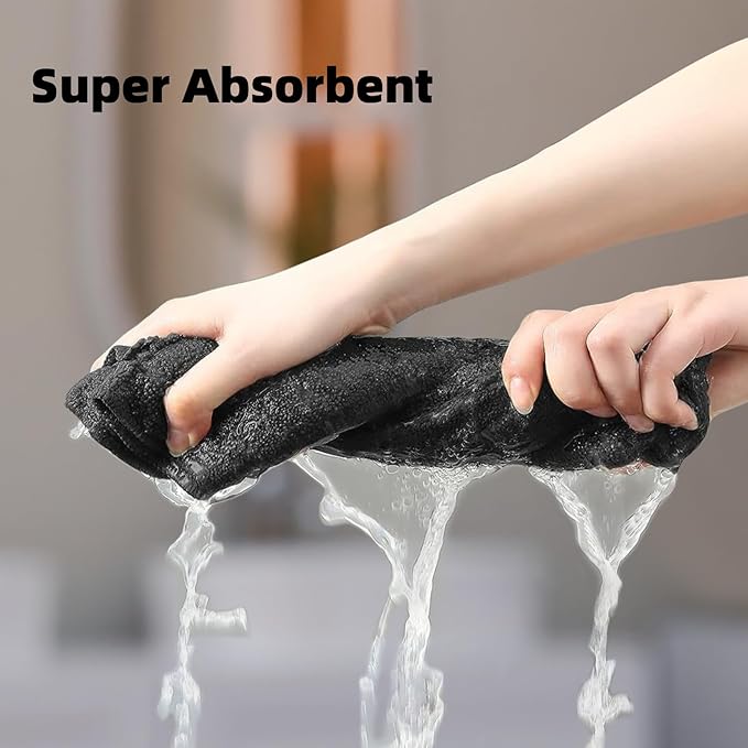 Black Salon Towels, Super Soft and Absorbent Microfiber Hair Towel - Image 3