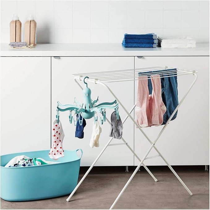 IKEA PRESSA Foldable Hanging Clothes Drying Rack 16 Clothes Pegs - Image 2