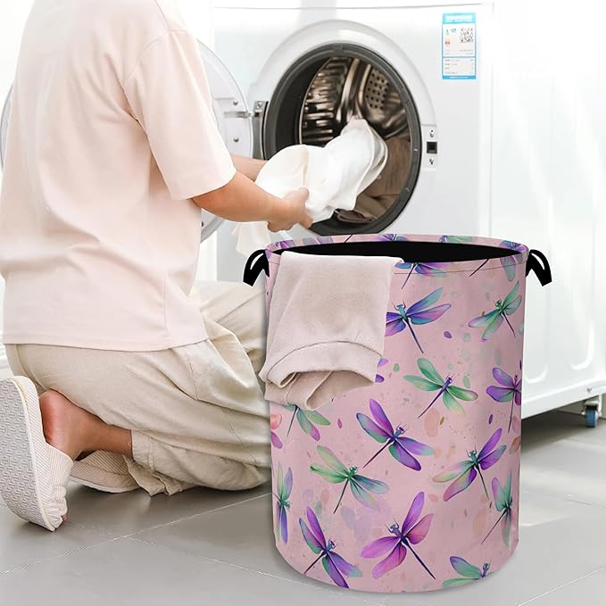 Colorful Dragonfly Laundry Basket, Foldable - Image 7