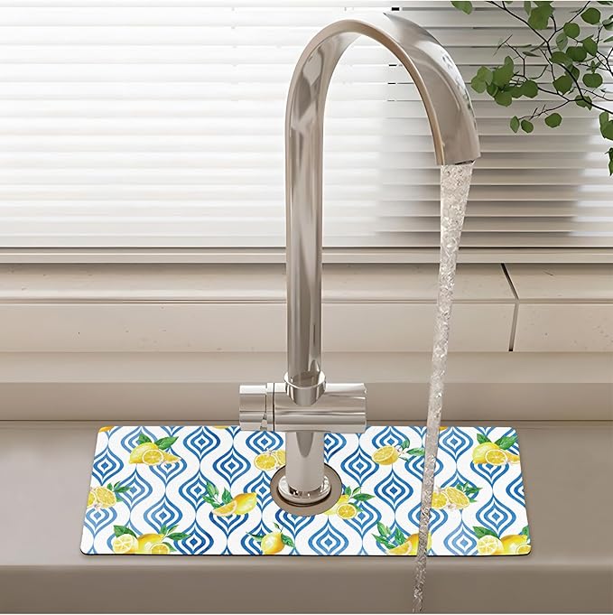 Patterned Sink Faucet Mat Kitchen Splash Guard Super Absorbent Drying Mat - Image 2