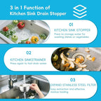 3 in 1 Kitchen Sink Drain Strainer, Upgraded Pop Up Kitchen Sink Stopper - Image 5