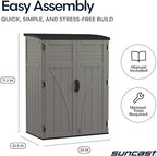 Suncast Outdoor Storage Cabinet Waterproof Resin Vertical Outdoor Storage Shed (54 cu. ft.) for Patio, Garden Tools, Cushions, & Equipment. Weatherproof Plastic Multi-Wall Design, Capacity Made in USA - Image 11