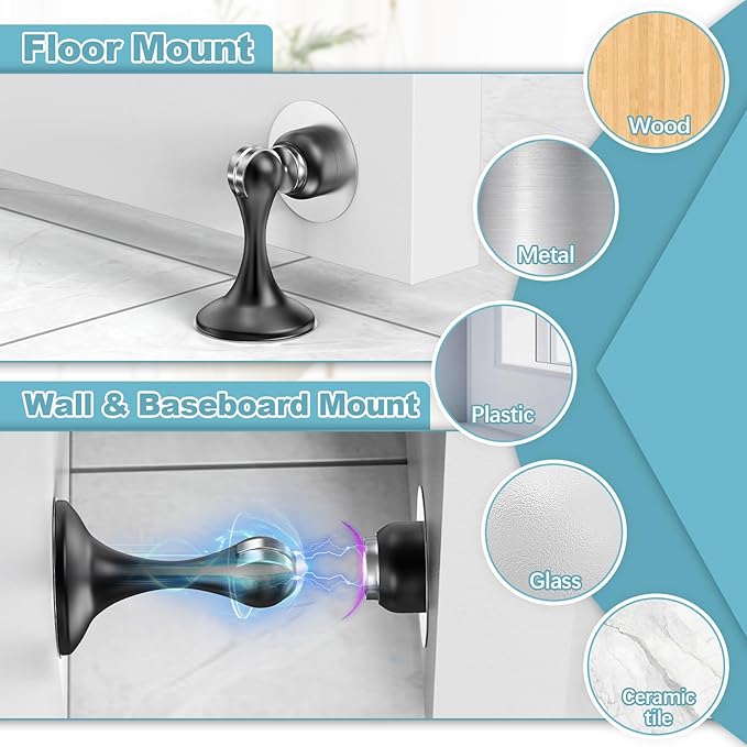 2 Pack Magnetic Door Stoppers, Stainless Steel Door Stops - Image 3