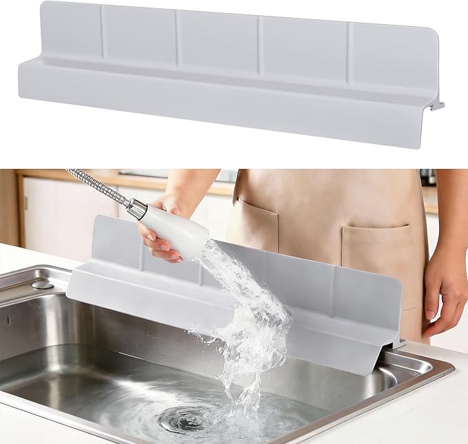 Sink Splash Guard with Suction Cups, Silicone Water Guard by Lioush
