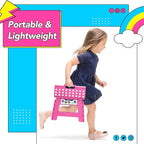 Delxo Folding Step Stool 9 inch Non-Slip Foldable Stools Up to 300 LBS Kids Step Stool with Handle Lightweight for Kitchen, Bathroom, Bedroom, Garden, Rose Pink, 1PC - Image 6